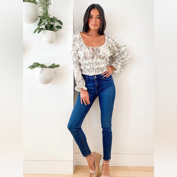 Grow with Me Cream Floral Print Tiered Ruffled Long Sleeve Top - Picture 2 of 7